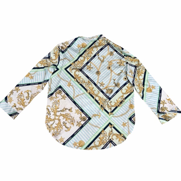 Victoria's Secret Nautical Stripe Chain & Link Button-Up Blouse | Size Medium - Picture 5 of 7